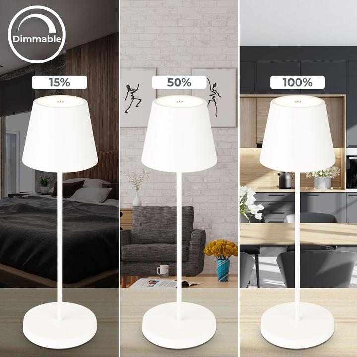 Actual product image B.K.Licht Rechargeable LED table lamp, white, 1xLED board/2.6W (240 lm)