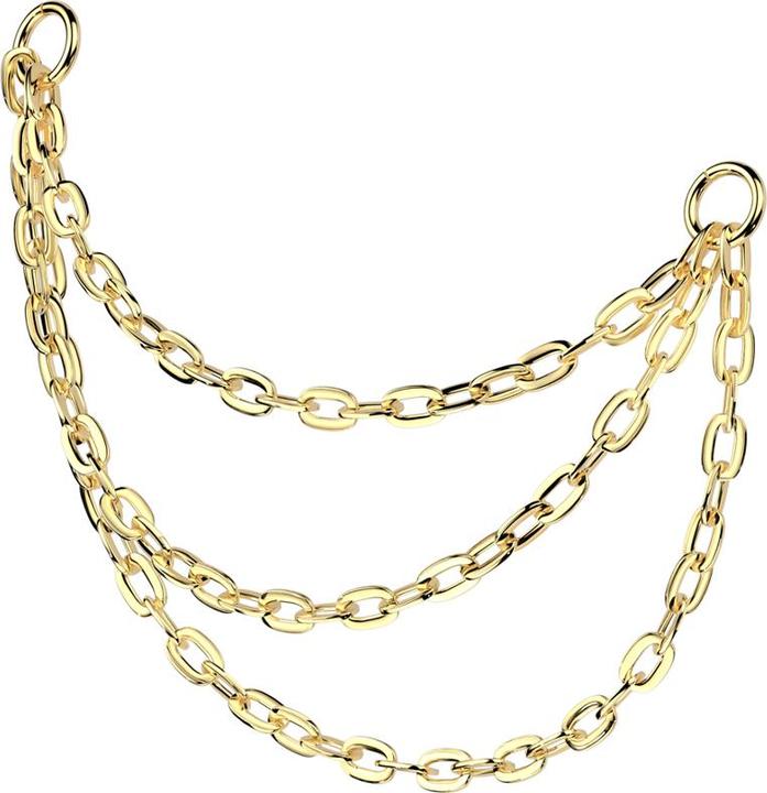 Star Piercing Verbindungskette Basic vergoldet drei Ketten (Titan G23, ohne Messing)