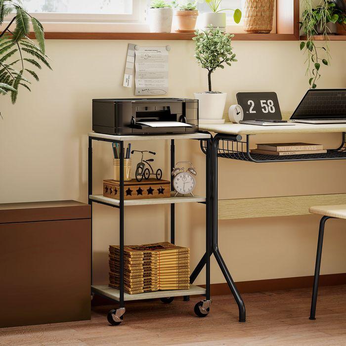 Produktbild Swisshandel24 Druckertisch mit Rolle, Druckerständer mit 3-Ebene, Druckerhalter, Druckerwagen