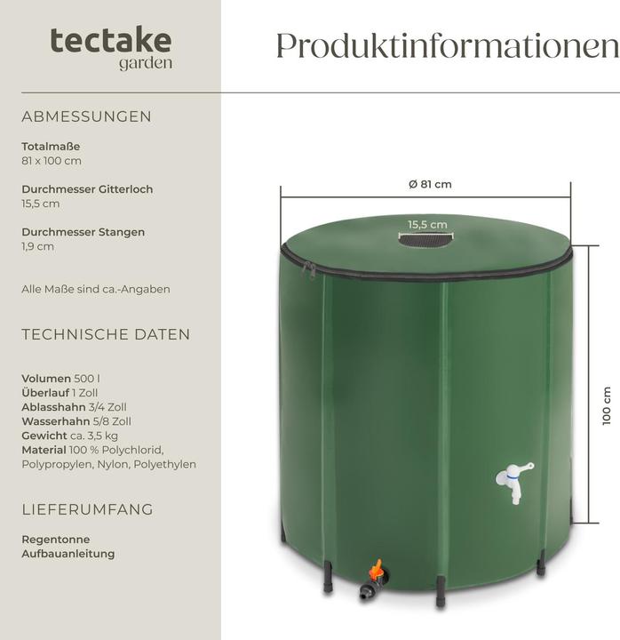 Image du produit tectake Réservoir d'eau de pluie (500 l)