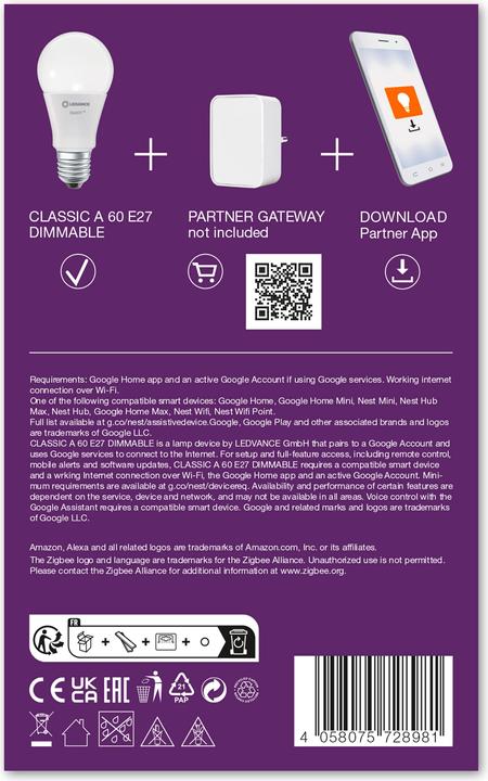 Immagine prodotto Ledvance Smart+ (E27, 8.50 W, 810 lm, 1 x, F)