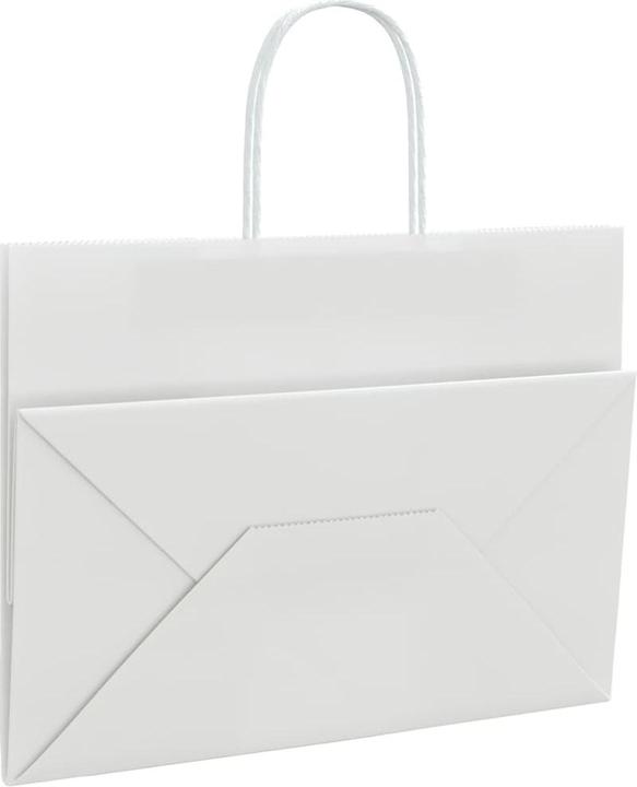 Produktbild VidaXL Kraftpapiertüten 250 Stk. mit Henkel Weiss 32x17x25 cm Papiertüte (Geschenktüte, 250 x)