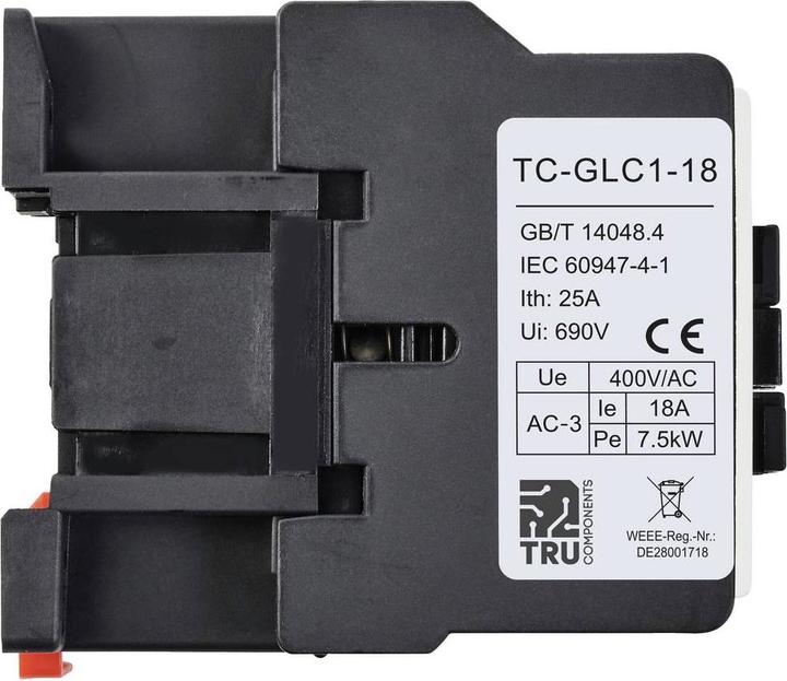 Image du produit Tru Components TC-GLC1-18 230V Contacteur 1 contact NO 7.5 kW 230 V/AC 18 A 1 pc.