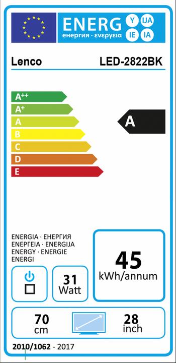 Label énergétique Lenco LED-2822BK (28", LCD, HD)