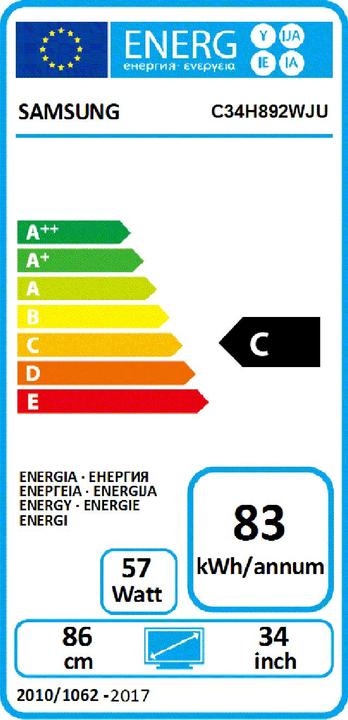 Energie-Label Samsung C34H892WJU (3440 x 1440 Pixel, 34.02")