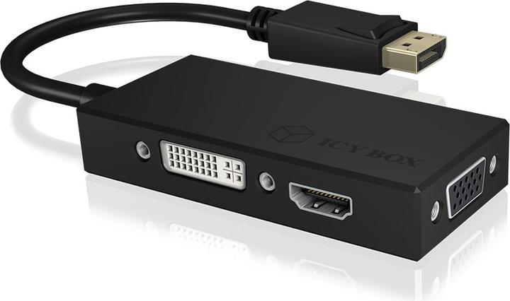 Produktbild Icy Box 3-in-1 DisplayPort zu HDMI/ DVI-D / VGA Grafikadapter (DVI, VGA, HDMI, 8.70 cm)