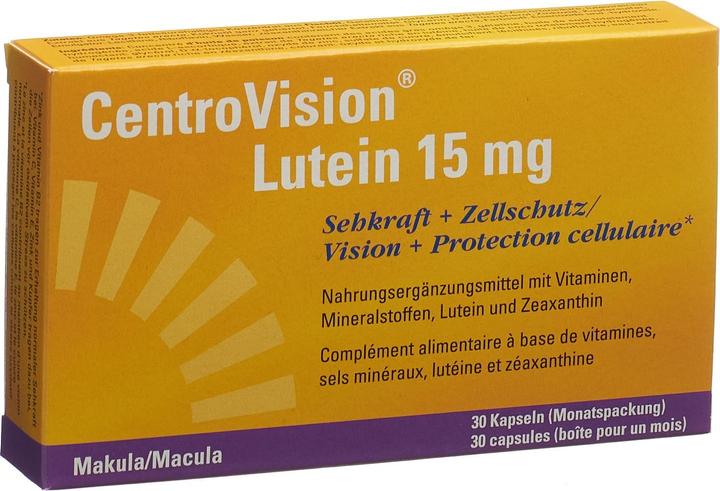 Valeurs nutritives et ingrédients CentroVision Lutein 15 mg (30 pièce(s), Capsules, 44 g)