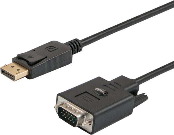Actual product image Savio CL-92 Video Cable Adapter DisplayPort VGA (D-Sub) (1.80 m, VGA, DisplayPort)