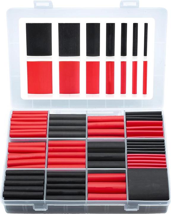 Produktbild Offgridtec Schrumpfschlauch Sortiment Schwarz Rot 3:1 Ratio mit Kleber Doppelwandig 200 Stück 45mm Länge Vers (200 x)