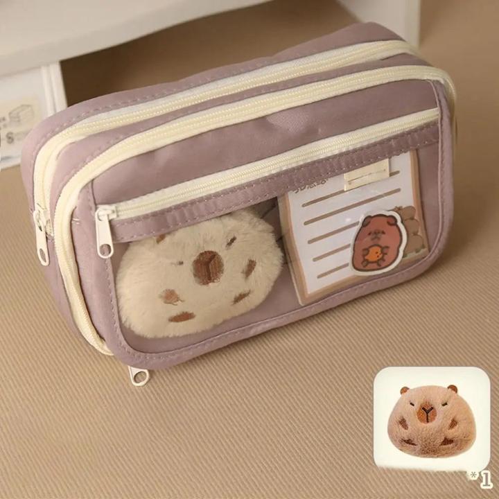 Only-Bags.Store Borsa portamatite di grande capacità con portacarte dei cartoni animati e portachiavi con clip per