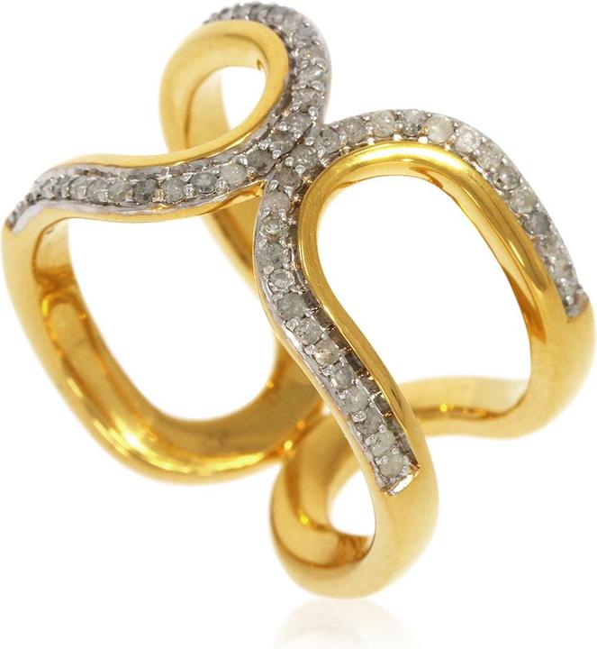 Immagine prodotto Xen Anello con 54 diamanti bianchi di circa 0,26 ct. placcato oro giallo (52, 925 Argento)