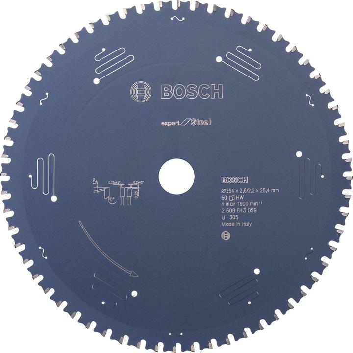 Bosch Professional Zubehör Kreissägeblatt Expert for Steel, 254 x 25,4 x 2,6 mm, 60