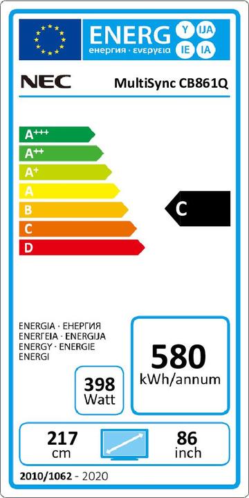Etichetta energetica NEC MultiSync® CB861Q (3840 x 2160 pixel, 86")