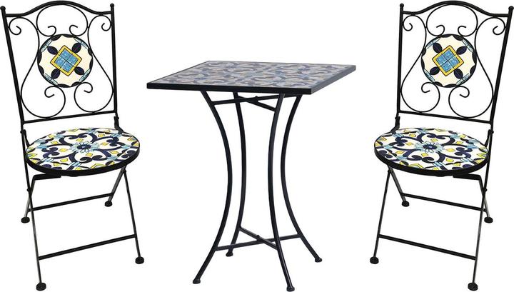 Produktbild Mojawo Mosaik Sitzgarnitur Set 3-teilig Sitzgruppe Gartenmöbel Tisch Stühle (61 cm)