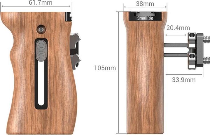Actual product image SmallRig 2093B Universal wooden side handle (Grip)