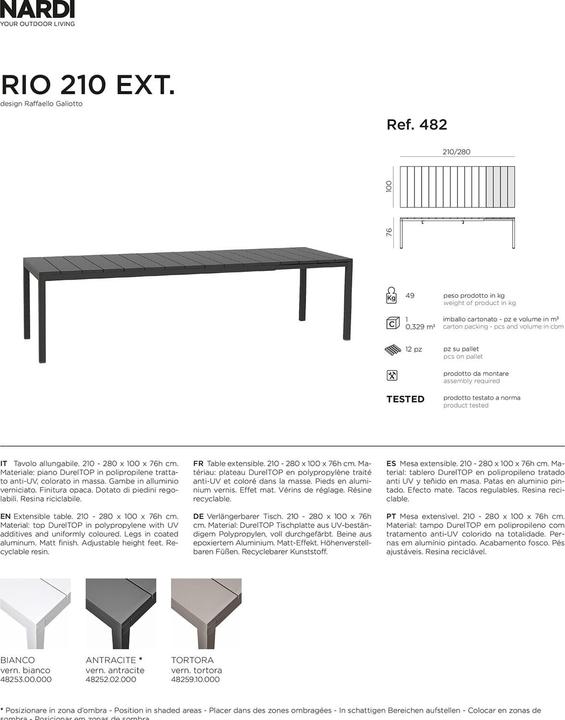 Immagine prodotto Nardi Rio Ext. (210 cm)