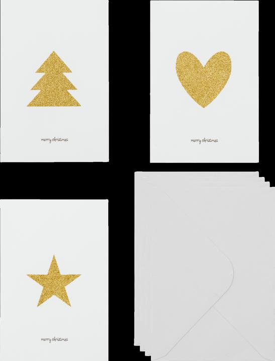 Produktbild House Doctor Greeting cards, HDGlitr w. envelope, WhiteGolden (100 Stk.)