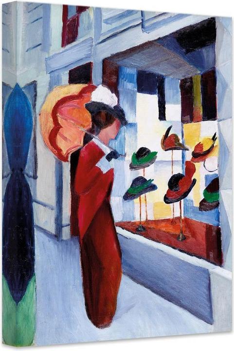 Immagine prodotto Trenddeko Macke - Donna con ombrellone davanti al negozio di cappelli (20 x 30 cm)