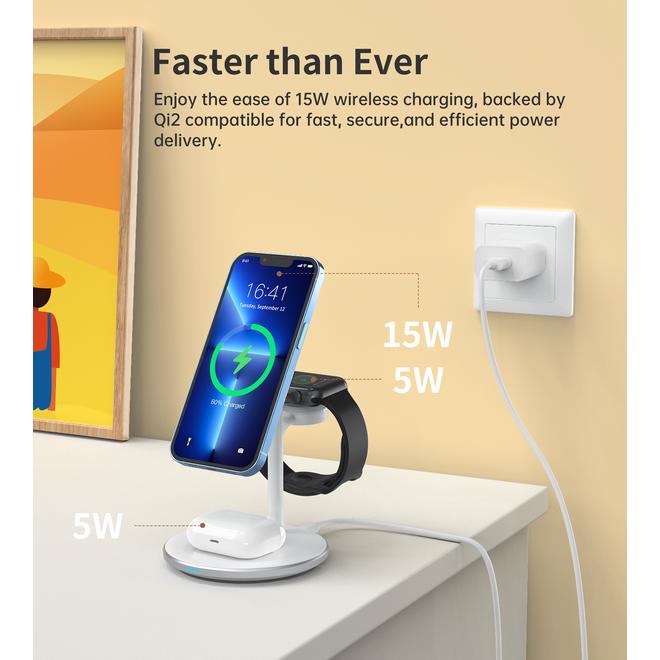 Immagine prodotto Choetech Caricabatterie wireless 3 in 1 da 15W T585 F (15 W)