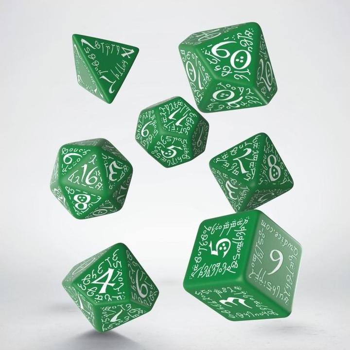 Q Workshop SELV14 - Elvish Würfelsatz, grün und weiss, 7 Teile)