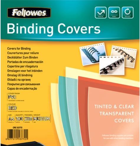 Image du produit Fellowes Feuille de couverture en PVC, rouge-transparent