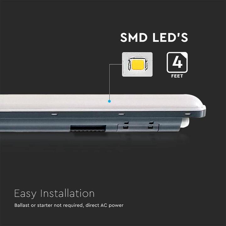Actual product image V-TAC LED moisture-proof light VT-1253S, EEK: E, 36 W, 4320 lm, 4000 K, 1200 mm, with sensor (4320 lm)