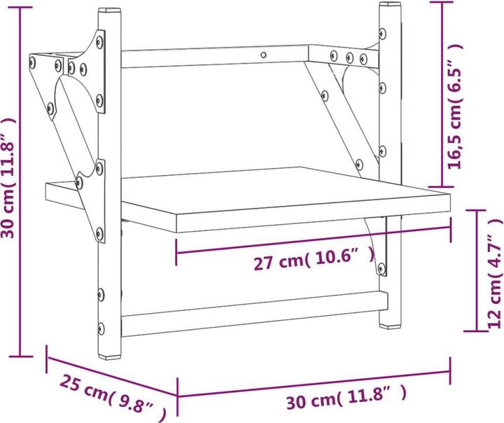 Immagine prodotto VidaXL Mensole da parete con barre 2 pezzi nere 30x25x30 cm, colore (30 x 25 x 30 cm)