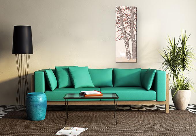 Actual product image Trenddeko Deer in forest illustration - panorama (75 x 200 cm)