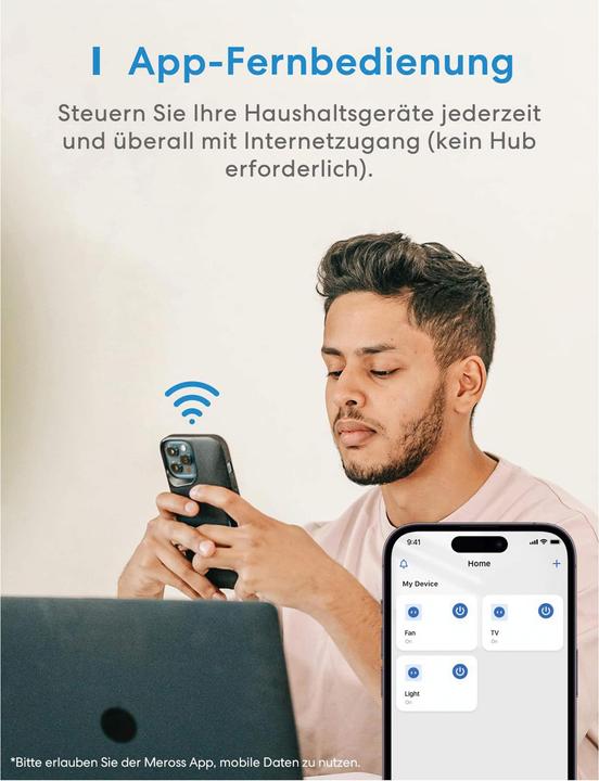 Produktbild Meross WLAN-Steckdose mit Stromzähler, MSS305, 4 Stück