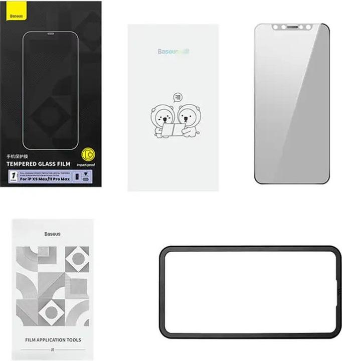 Image du produit Baseus 0.3mm Full-Coverage Privacy Protection Crystal Tempered Glass Screen Protector with Dust Filter for (1 pièce(s), Apple iPhone XS Max)