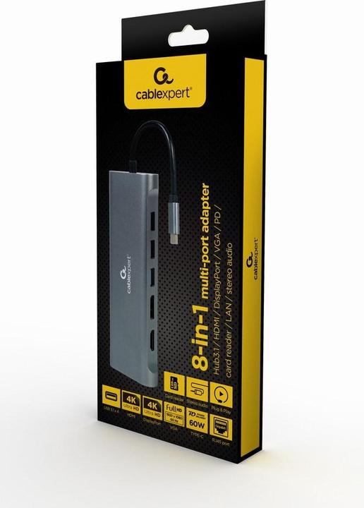 Produktbild Gembird A-CM-COMBO8-01 (USB-C, 8 Ports)