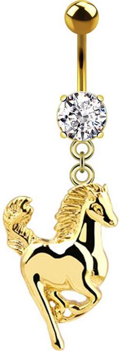 Star Piercing Banane 14k vergoldet mit Anhänger Pferd (Chirurgenstahl 316L, ohne Messing)