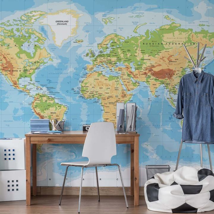 Immagine prodotto Trenddeko Mappa topografica del mondo (576 x 350 cm)
