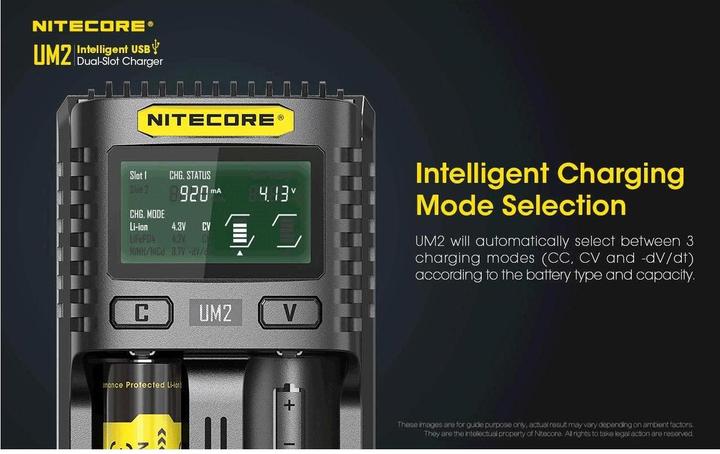 Productafbeelding Nitecore UM2 USB-Ladegerät (1 Pcs., 14500, 16340, 18650, 26650, Lader zonder batterij)