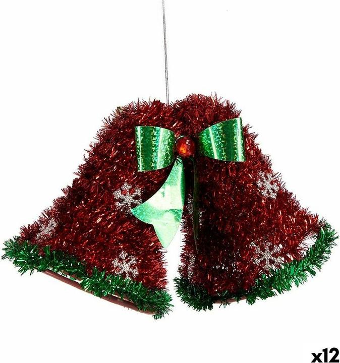 Krist+ Weihnachtsschmuck Halsband Glocken Lametta Rot grün 21 x 14 x 10 cm (12 Stück) (12 -teilig)