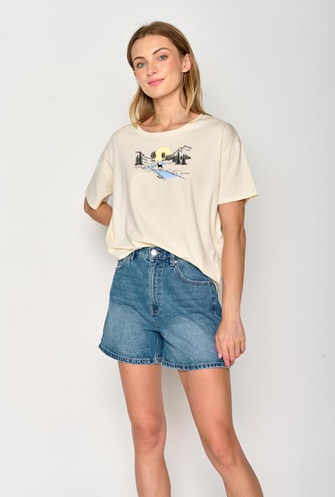 Actual product image Greenbomb Women's Nature Deer River Feel T-Shirt (L)