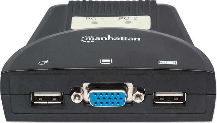 Actual product image Manhattan 2-Port Mini KVM Switch, USB, Audio, black