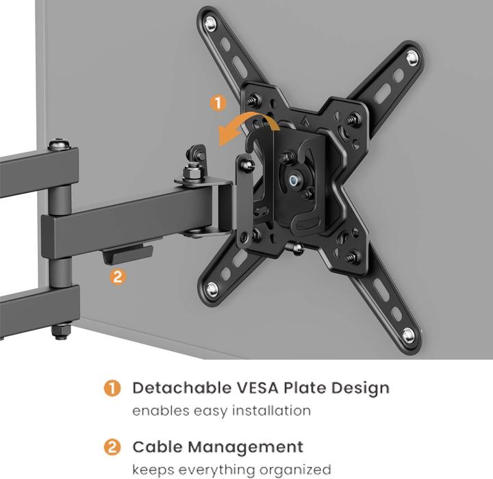 Actual product image Wiltec TV mount 13"-55" TV wall mount swivelling 25kg TV mount (Wall, 55", 25 kg)