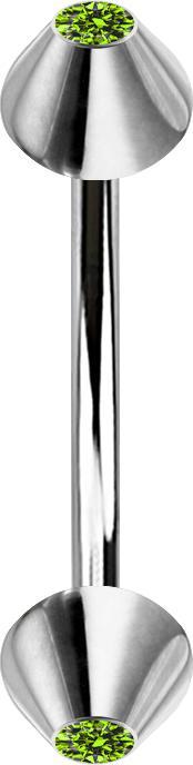 Immagine prodotto Star Piercing Micro Banane silber mit zwei Cones Kristall hellgrün (Acciaio chirurgico 316L)