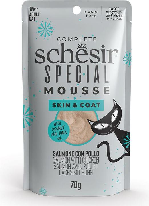 Actual product image Schesir Special, mousse, SKIN & COAT, salmon with chicken, 70g (Adult, 1 pcs., 70 g)