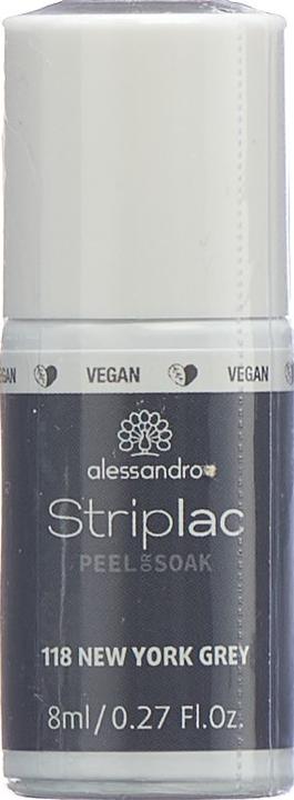 Actual product image Alessandro Striplac Peel or Soak New York Grey 8 ml (Grey, Peelable nail polish)