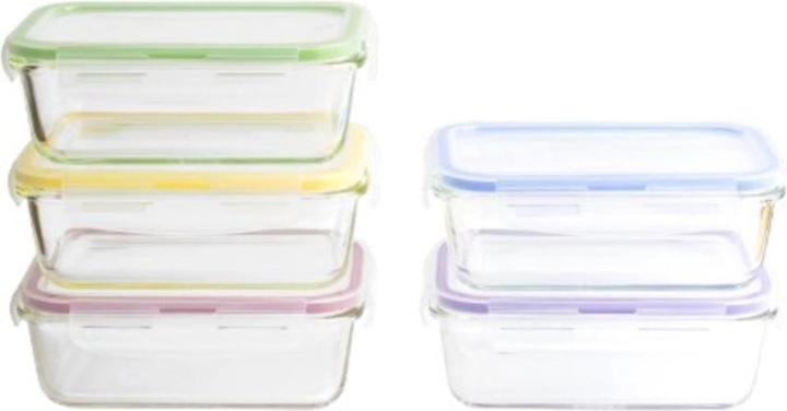 Pebbly Set de 5 bocaux à provisions avec couvercle en plastique, 850 ml (0.85 l)