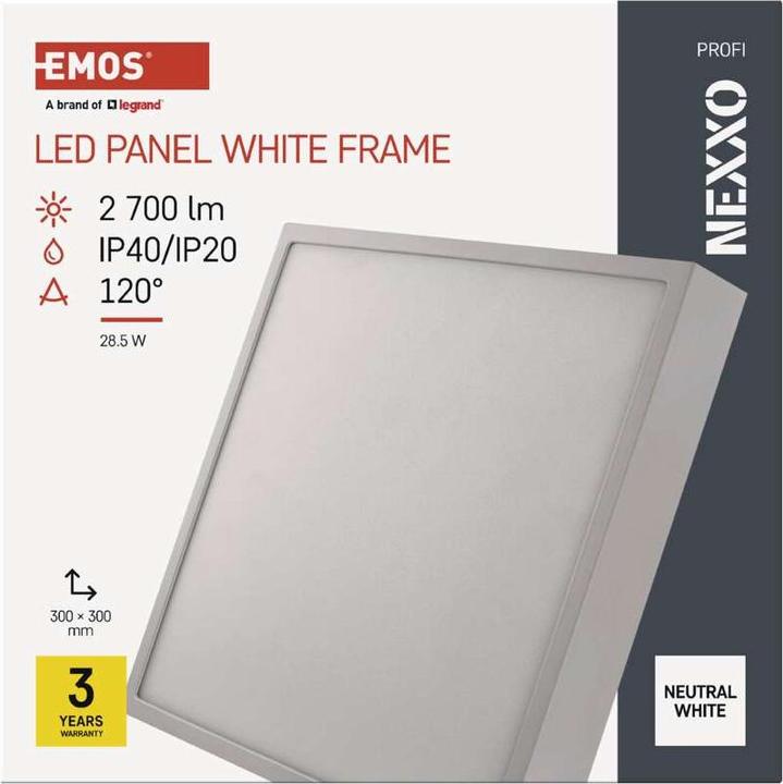 Produktbild Emos LED-Anbauleuchte NEXXO, quadratisch, weiss, 28,5W,Neutral Weiss (2700 lm)