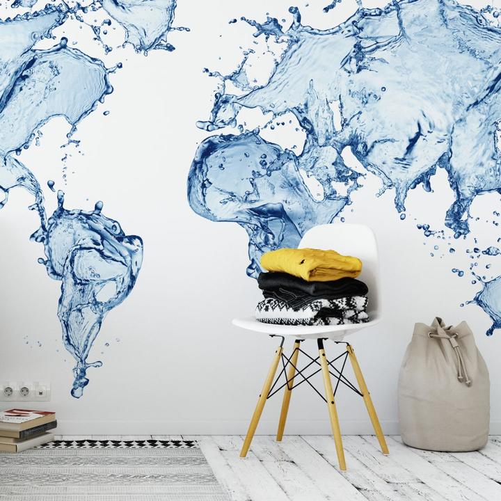 Produktbild Trenddeko Topografische Weltkarte - schwarz-weiss (480 x 300 cm)