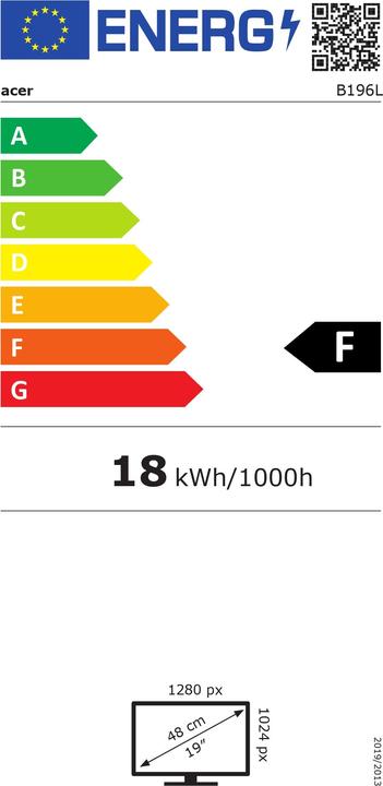 Label énergétique Acer B196LAwmdr (1280 x 1024 pixels, 19")