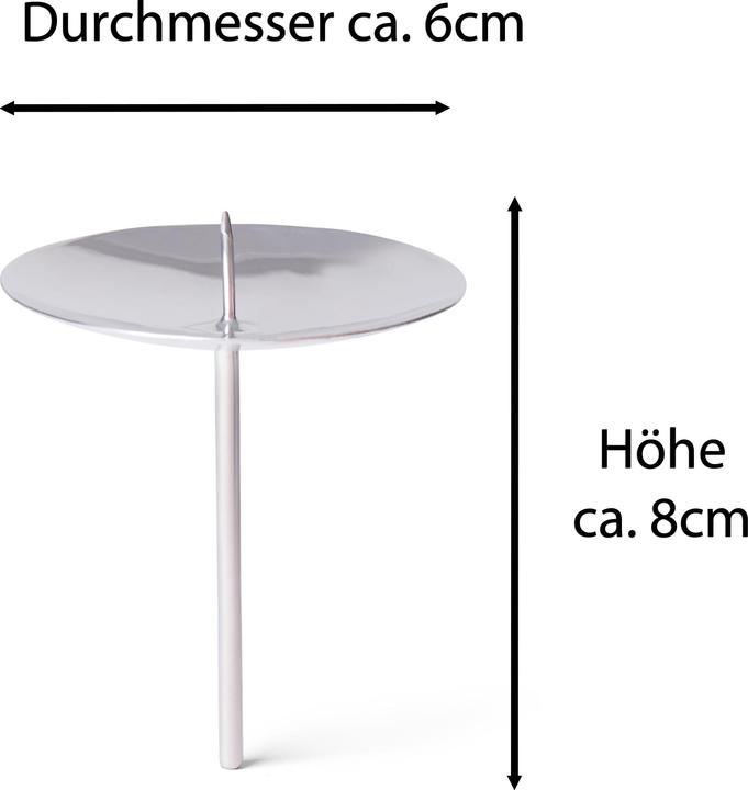 Produktbild Novaliv 4x Kerzenpick mit Dorn 6cm SILBER Kerzenhalter Adventskranz Adventskerzenhalter Kerzenteller
