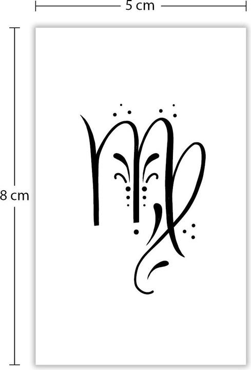 Produktbild minink Temporäres Tattoo: Sternzeichen Jungfrau in kalligrafischer Schrift