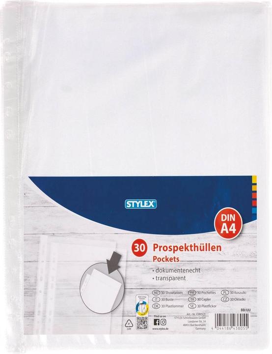 Produktbild Stylex Prospekthüllen, DIN A4, 30er Beutel (A4, 30 x)