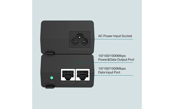 Produktbild TP-Link PoE+-Injektor-Adapter TL-POE160S Ethernet LAN (RJ-45) Anschlüsse 1x10 (802.3at (PoE+), 802.3af (PoE), 30 W)