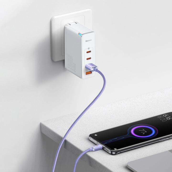 Actual product image Baseus Crystal Shine Series Fast Charging Data Cable USB to Type-C 100W 2m Purple (2 m, USB 2.0, 100 W)